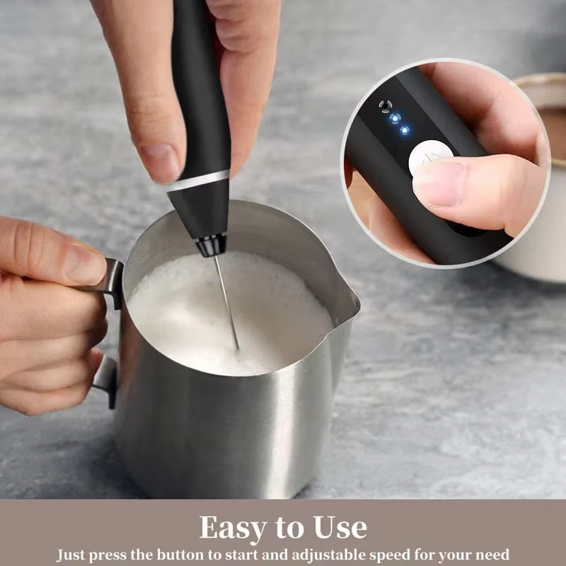 2 in 1 Rechargeable Milk Frother Wand – Powerful Handheld Whisk & Drink Mixer for Coffee, Latte, Cappuccino, Hot Chocolate