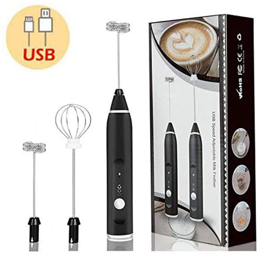 2 in 1 Rechargeable Milk Frother Wand – Powerful Handheld Whisk & Drink Mixer for Coffee, Latte, Cappuccino, Hot Chocolate