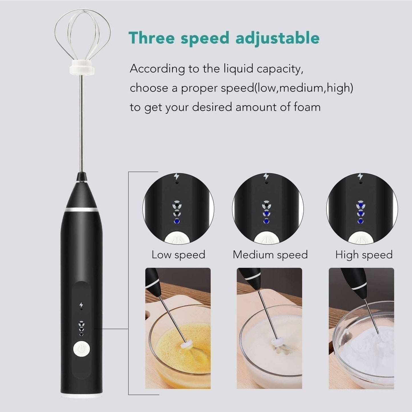 2 in 1 Rechargeable Milk Frother Wand – Powerful Handheld Whisk & Drink Mixer for Coffee, Latte, Cappuccino, Hot Chocolate