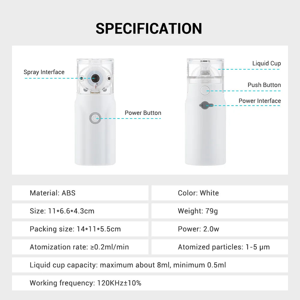 Portable Mesh Nebulizer Machine – Silent Handheld Inhaler for Kids & Adults | Effective Respiratory Solution with Advanced Mesh Technology