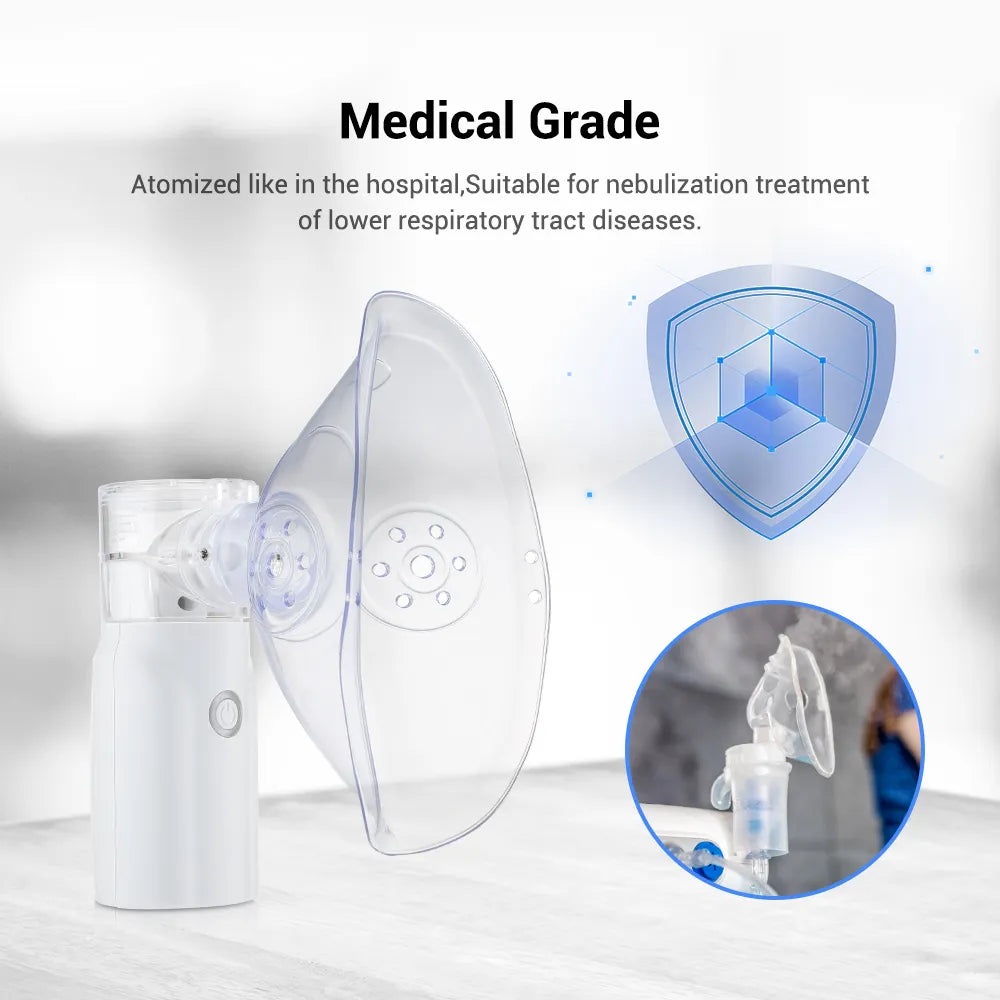 Portable Mesh Nebulizer Machine – Silent Handheld Inhaler for Kids & Adults | Effective Respiratory Solution with Advanced Mesh Technology