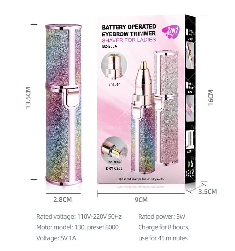 2 in 1 Electric Eyebrow Trimmer and Shaver, Rechargeable Flawless Hair Remover 2 in 1 Hair Remover Trimmer For Women, Electric Flawless Facial Machine Razor, Painless Eyebrow Removal