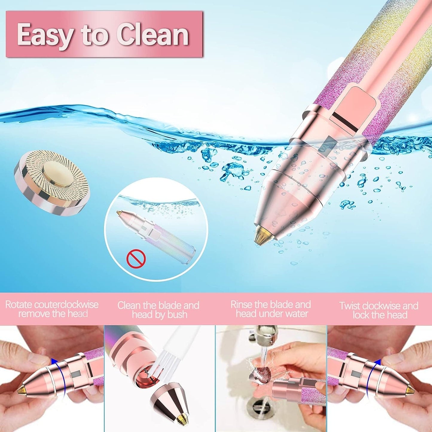 2 in 1 Electric Eyebrow Trimmer and Shaver, Rechargeable Flawless Hair Remover 2 in 1 Hair Remover Trimmer For Women, Electric Flawless Facial Machine Razor, Painless Eyebrow Removal