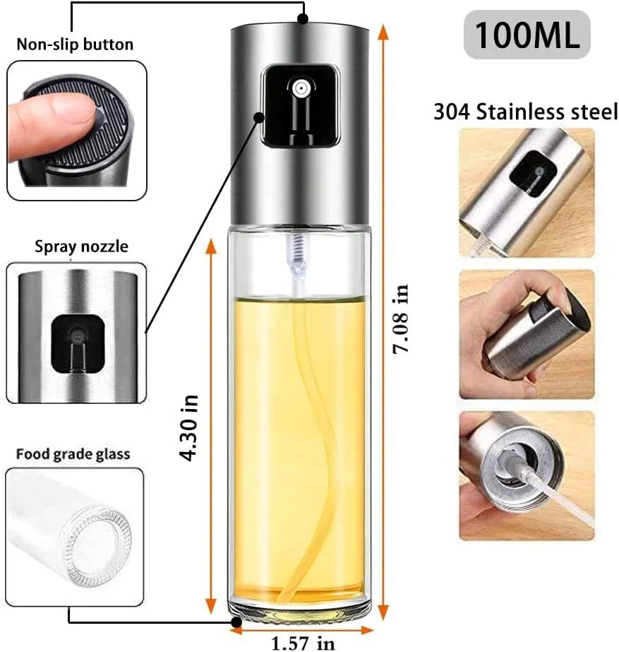 Cooking Oil Sprayer – Glass Oil Spray Bottle for Kitchen, BBQ, Baking, Grilling, Vinegar & Sauce