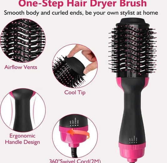 One Step 3 In 1 Hair Dryer And Volumizer / Hot Air Brush – Comb For Drying, Straightening, And Curling