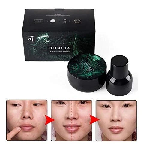 Sunisa Waterproof Air Cushion Foundation – BB & CC Cream with Hydrating Formula & Mushroom Head Applicator